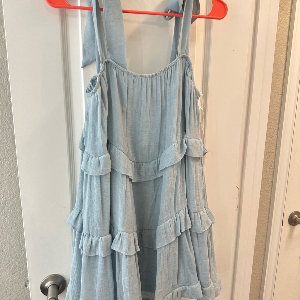 HYFVE Light Blue Ruffle Mini Dress